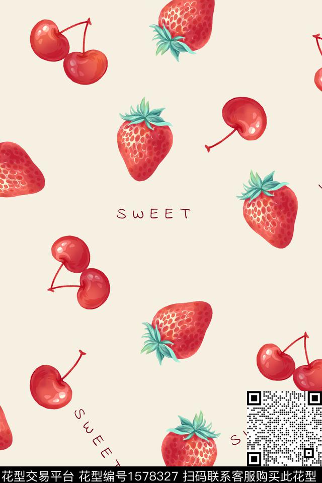 草莓趣味童装传统印花华亿平台下载（图片编号: 1578327） - 瓦栏（Walan）