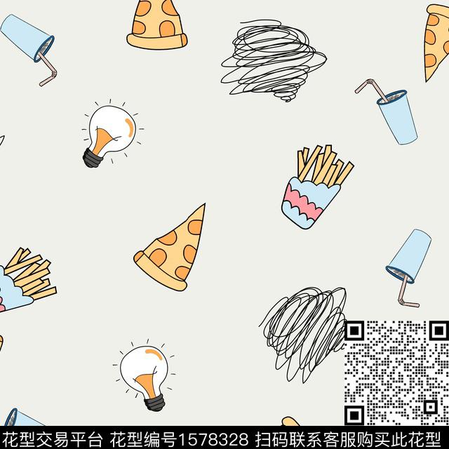 趣味童装灯泡传统印花华亿平台下载（图片编号: 1578328） - 瓦栏（Walan）