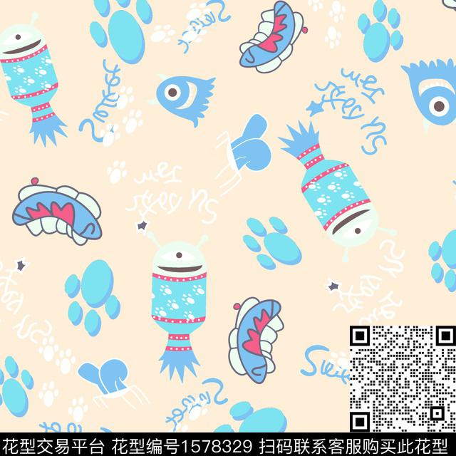 卡通动物趣味童装传统印花华亿平台下载（图片编号: 1578329） - 瓦栏（Walan）