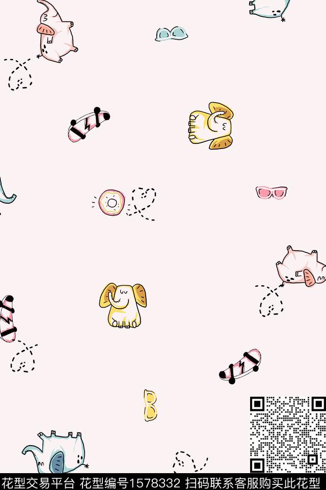 卡通动物趣味童装传统印花华亿平台下载（图片编号: 1578332） - 瓦栏（Walan）