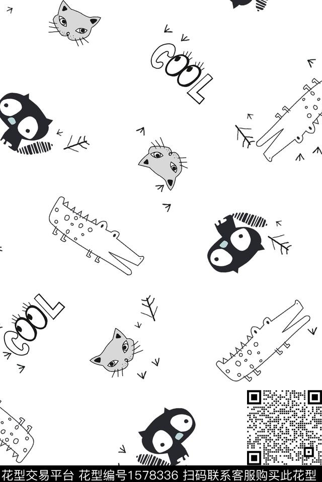 卡通动物趣味童装传统印花华亿平台下载（图片编号: 1578336） - 瓦栏（Walan）