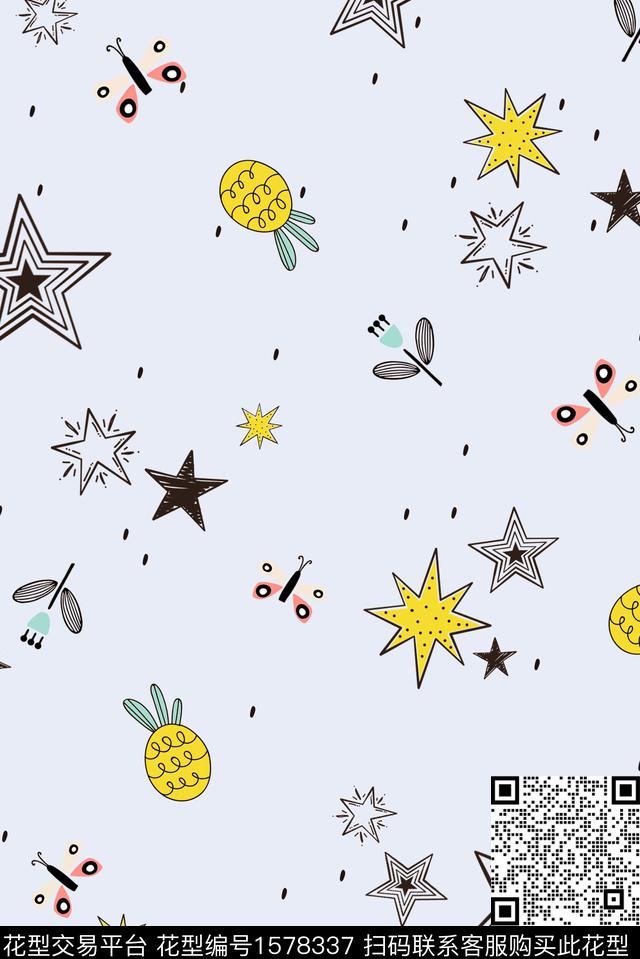 趣味菠萝童装传统印花华亿平台下载（图片编号: 1578337） - 瓦栏（Walan）