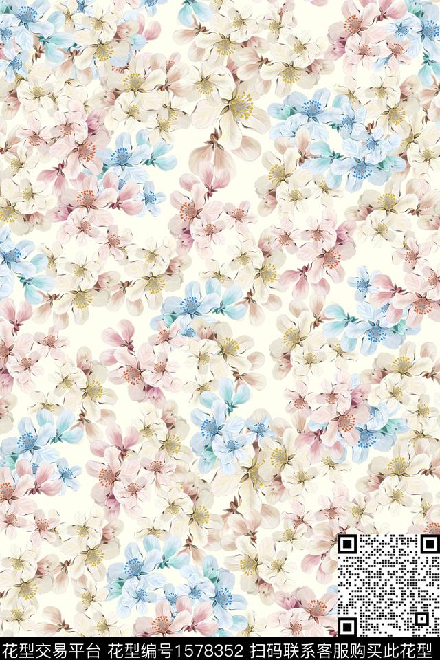小清新花卉小碎花数码印花华亿平台下载（图片编号: 1578352） - 瓦栏（Walan）