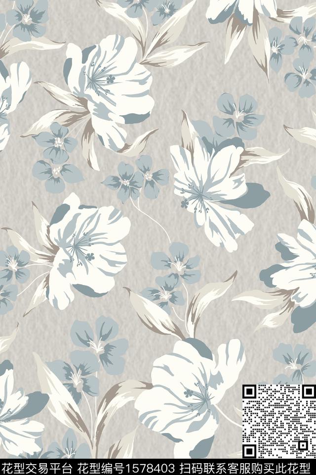 奢华风格化花卉花卉数码印花华亿平台下载（图片编号: 1578403） - 瓦栏（Walan）