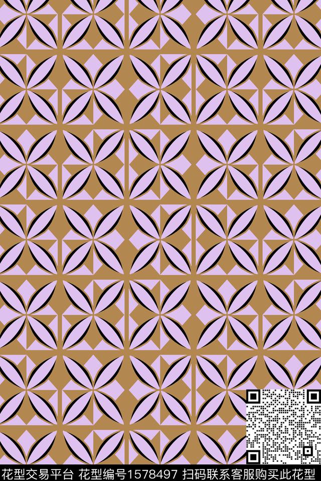 格子几何传统印花华亿平台下载（图片编号: 1578497） - 瓦栏（Walan）