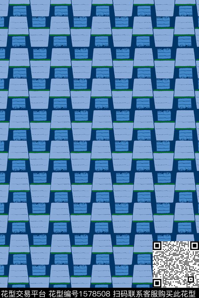 几何线条连续传统印花华亿平台下载（图片编号: 1578508） - 瓦栏（Walan）