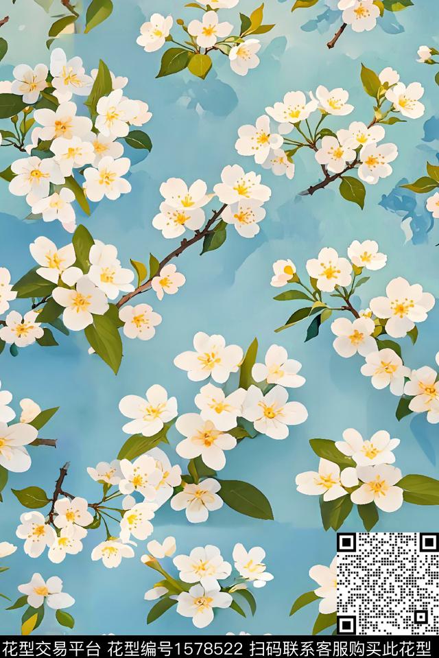 定位花花卉小碎花数码印花华亿平台下载（图片编号: 1578522） - 瓦栏（Walan）