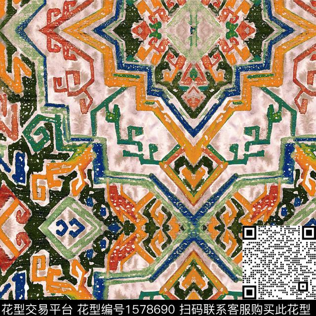 民族纹样民族风底纹数码印花华亿平台下载（图片编号: 1578690） - 瓦栏（Walan）
