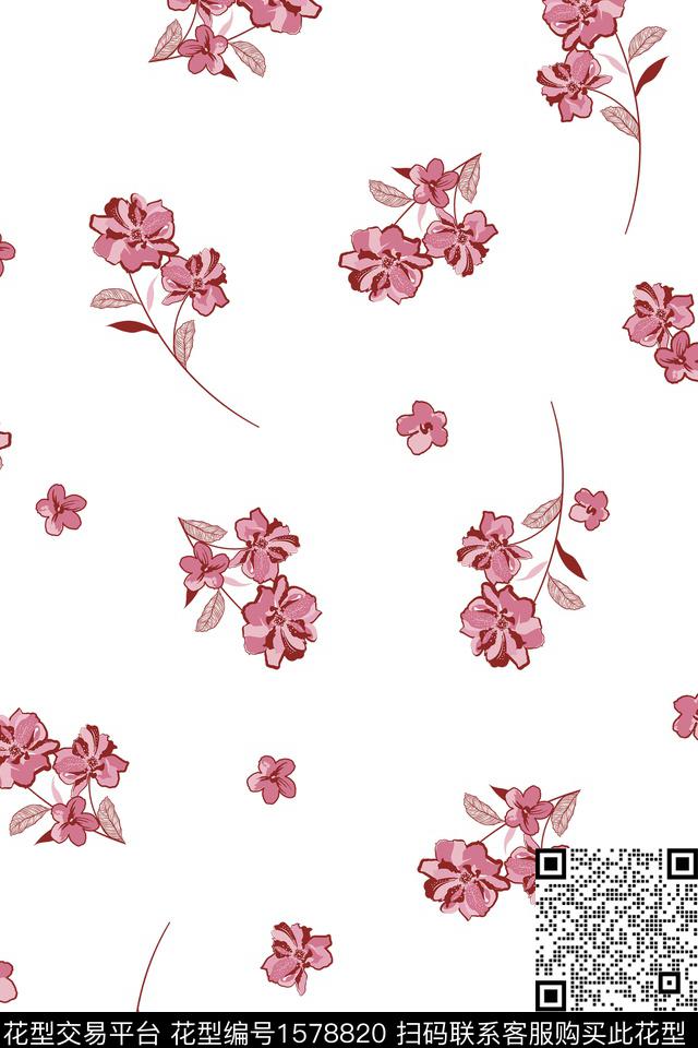 花卉小碎花年轻女装数码印花华亿平台下载（图片编号: 1578820） - 瓦栏（Walan）