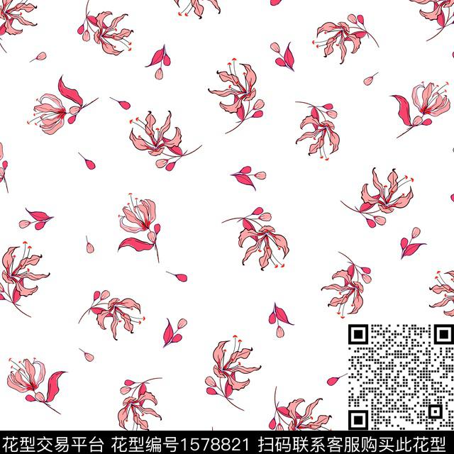 花卉小碎花年轻女装数码印花华亿平台下载（图片编号: 1578821） - 瓦栏（Walan）