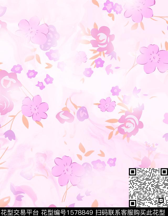 抽象花卉花卉小花数码印花华亿平台下载（图片编号: 1578849） - 瓦栏（Walan）