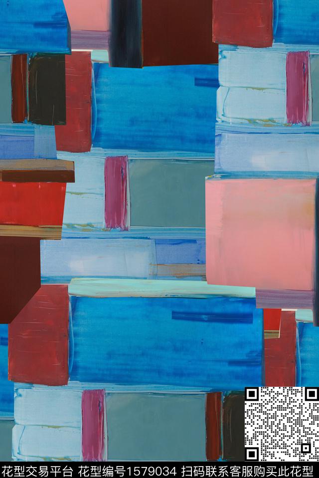 几何复古炫彩数码印花华亿平台下载（图片编号: 1579034） - 瓦栏（Walan）