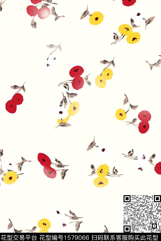 花卉小碎花年轻女装数码印花华亿平台下载（图片编号: 1579066） - 瓦栏（Walan）