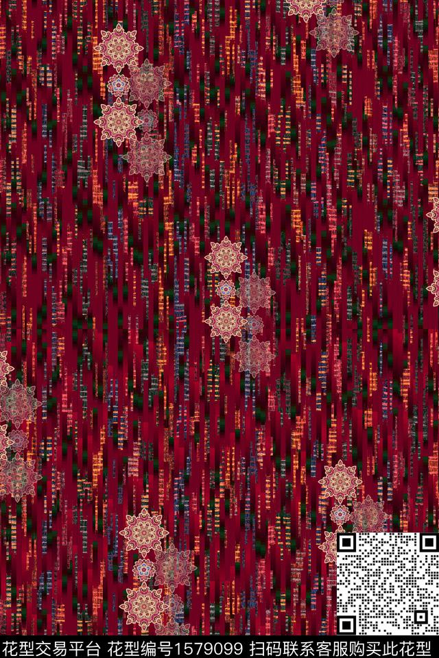 底纹中老年民族花纹数码印花华亿平台下载（图片编号: 1579099） - 瓦栏（Walan）