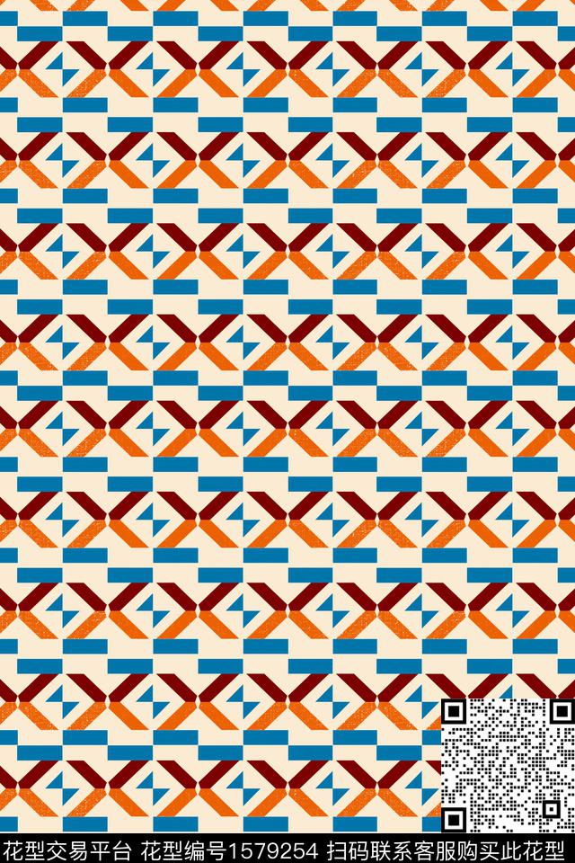 几何条纹拼色数码印花华亿平台下载（图片编号: 1579254） - 瓦栏（Walan）