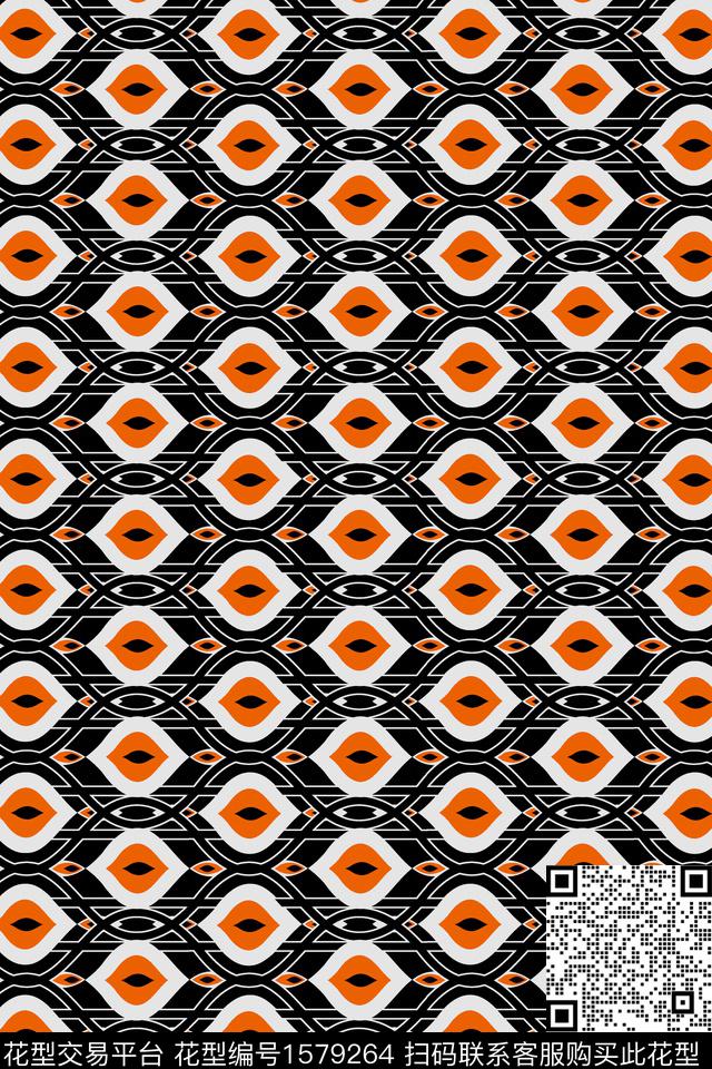 眼睛几何条纹传统印花华亿平台下载（图片编号: 1579264） - 瓦栏（Walan）