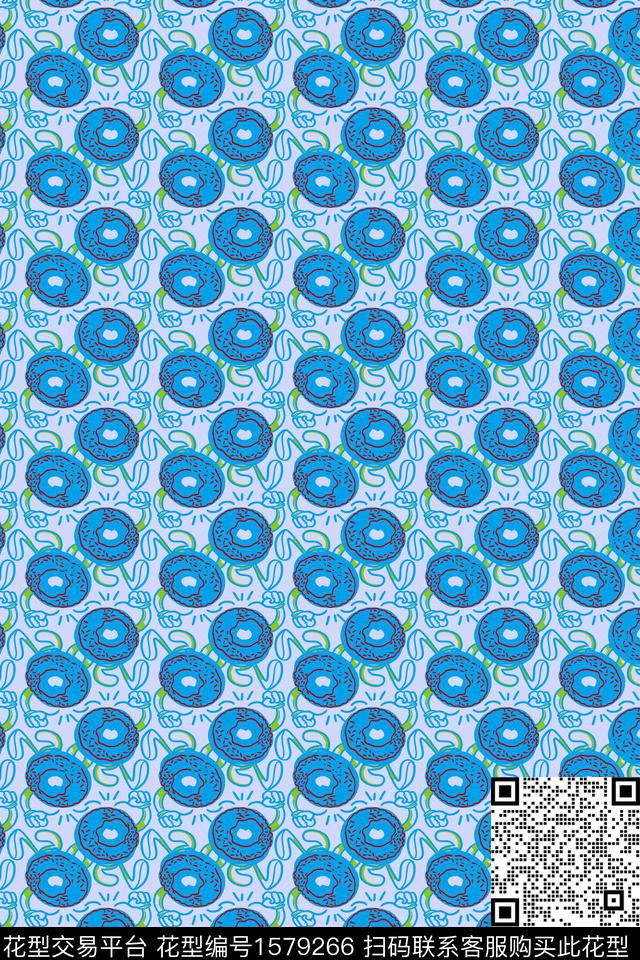 趣味卡通甜甜圈数码印花华亿平台下载（图片编号: 1579266） - 瓦栏（Walan）