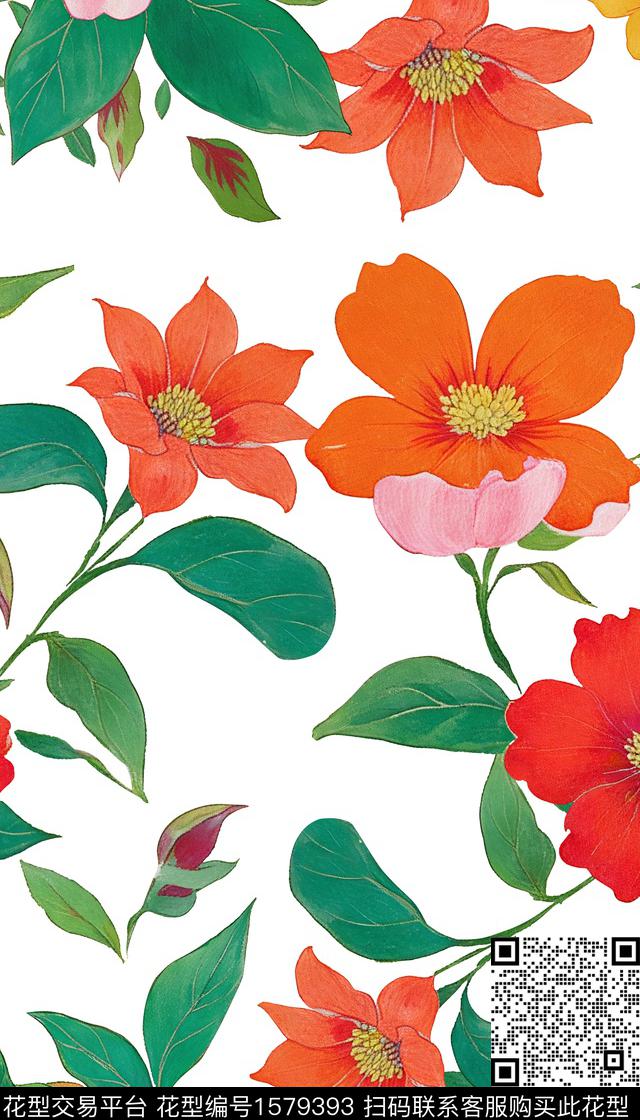大花花卉数码印花华亿平台下载（图片编号: 1579393） - 瓦栏（Walan）
