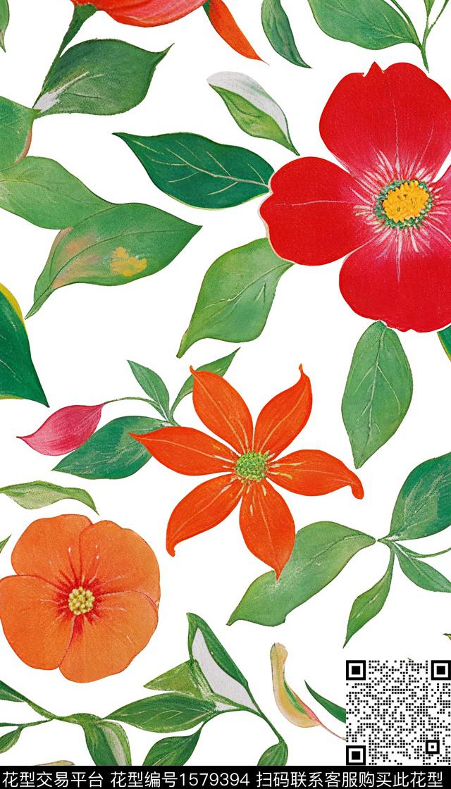 大花花卉数码印花华亿平台下载（图片编号: 1579394） - 瓦栏（Walan）
