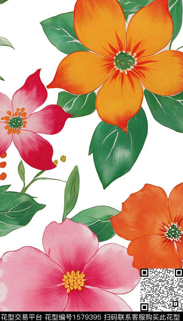 大花花卉数码印花华亿平台下载（图片编号: 1579395） - 瓦栏（Walan）