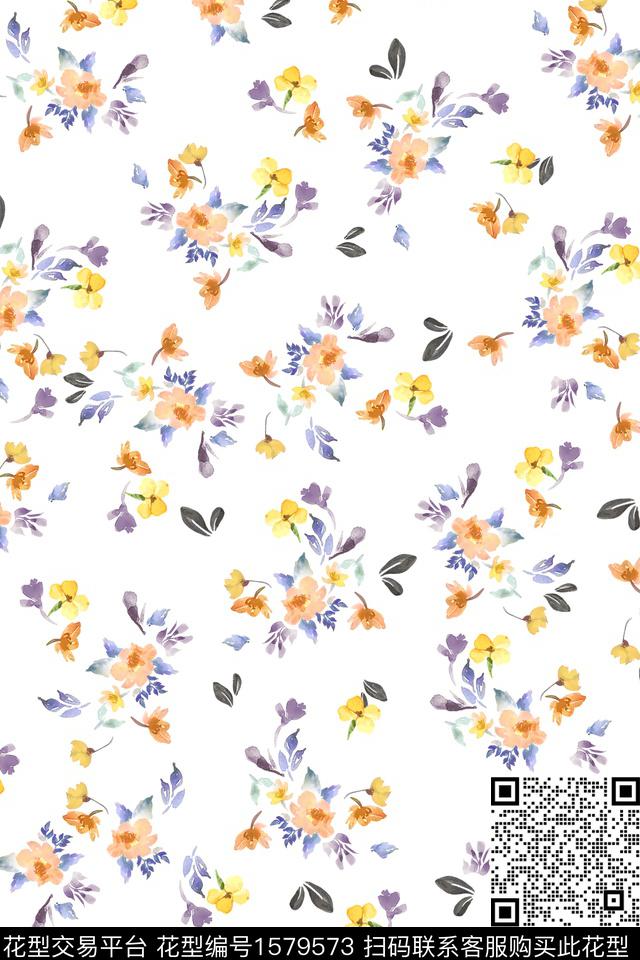 花卉小碎花年轻女装数码印花华亿平台下载（图片编号: 1579573） - 瓦栏（Walan）