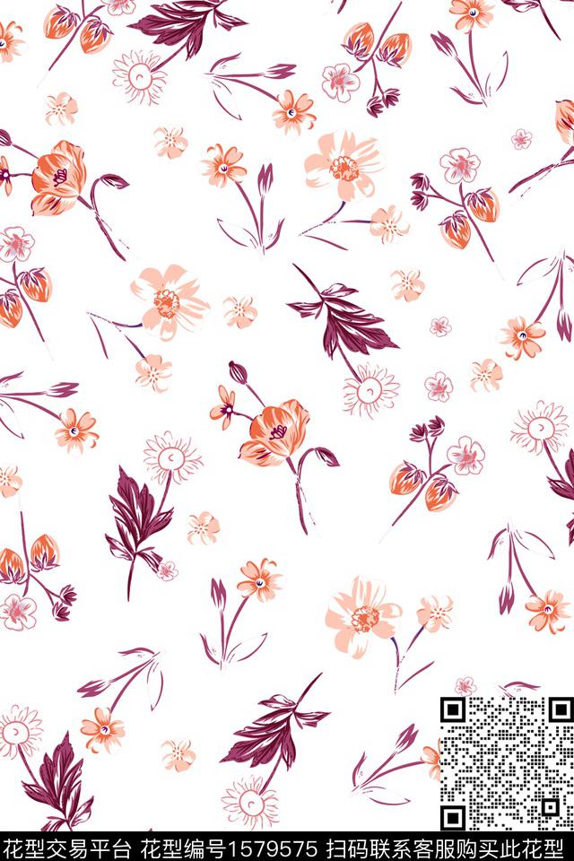 花卉小碎花年轻女装数码印花华亿平台下载（图片编号: 1579575） - 瓦栏（Walan）