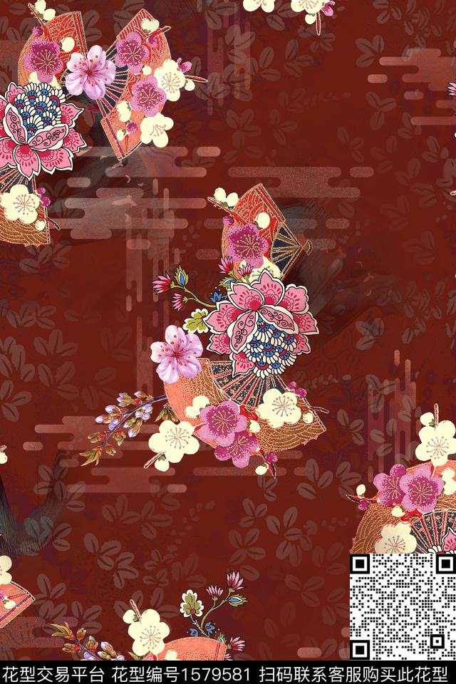 花卉中老年香云纱数码印花华亿平台下载（图片编号: 1579581） - 瓦栏（Walan）