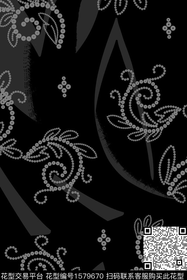 民族风黑白民族纹样数码印花华亿平台下载（图片编号: 1579670） - 瓦栏（Walan）