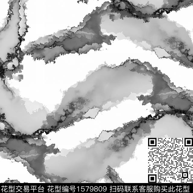 抽象水墨数码印花华亿平台下载（图片编号: 1579809） - 瓦栏（Walan）