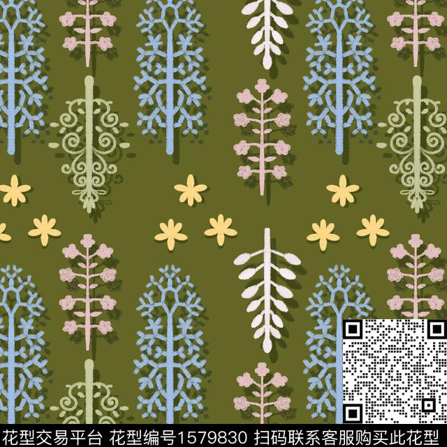 植物花卉传统印花华亿平台下载（图片编号: 1579830） - 瓦栏（Walan）