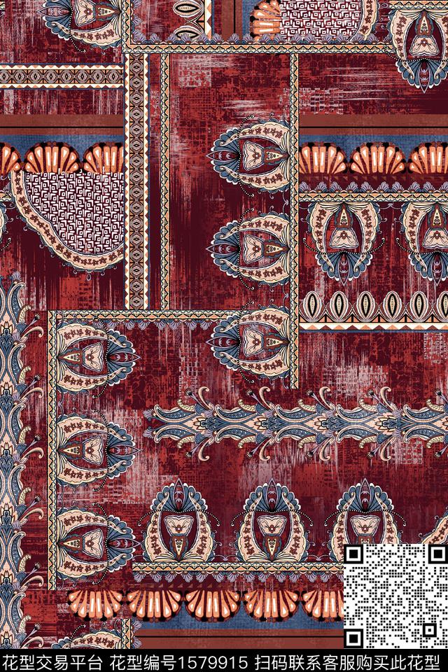 民族风底纹中老年数码印花华亿平台下载（图片编号: 1579915） - 瓦栏（Walan）