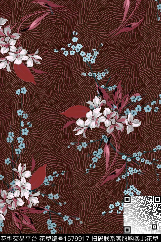 花卉底纹中老年数码印花华亿平台下载（图片编号: 1579917） - 瓦栏（Walan）