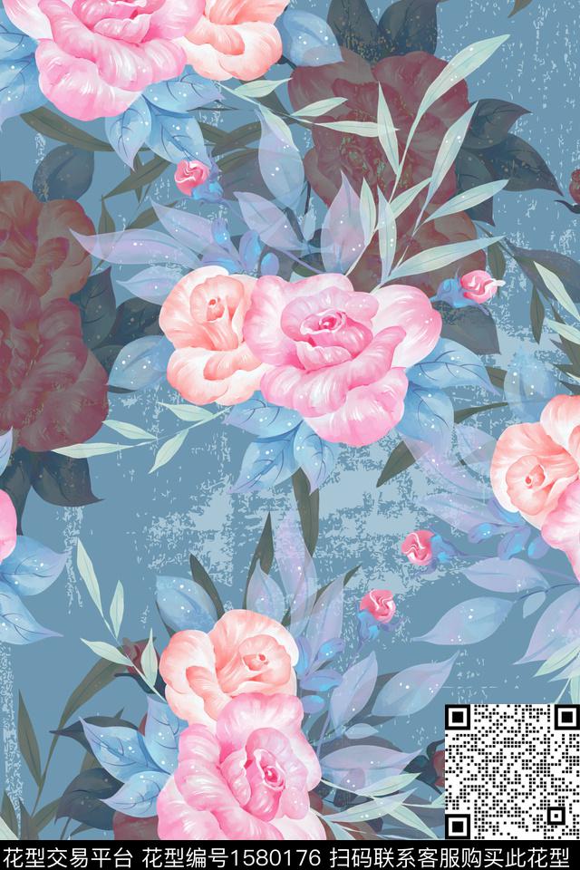 水彩花卉底纹肌理数码印花华亿平台下载（图片编号: 1580176） - 瓦栏（Walan）