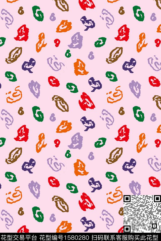 抽象涂鸦传统印花华亿平台下载（图片编号: 1580280） - 瓦栏（Walan）