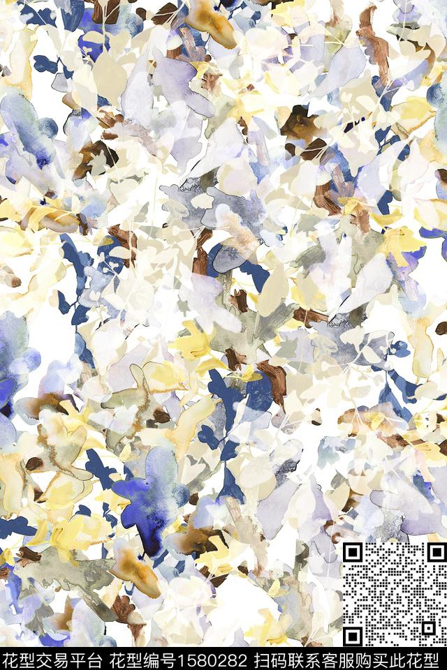 水彩抽象抽象花卉数码印花华亿平台下载（图片编号: 1580282） - 瓦栏（Walan）