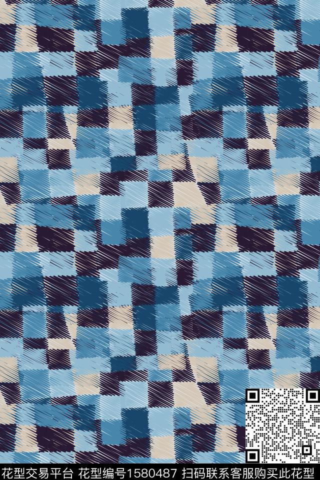 植物休闲格子数码印花华亿平台下载（图片编号: 1580487） - 瓦栏（Walan）