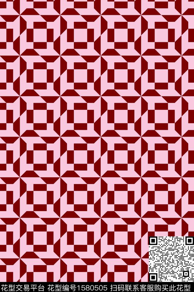 格子几何连续传统印花华亿平台下载（图片编号: 1580505） - 瓦栏（Walan）