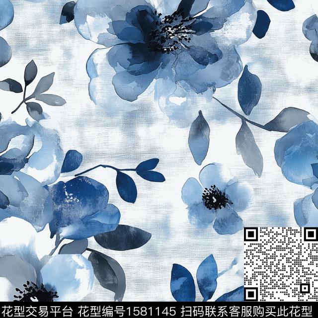 花卉水彩花卉手绘花卉数码印花华亿平台下载（图片编号: 1581145） - 瓦栏（Walan）