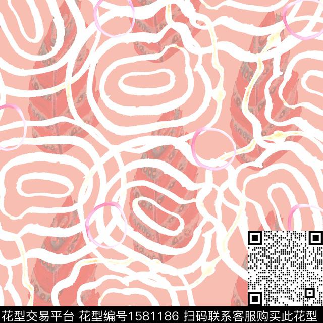 叶子抽象线圈数码印花华亿平台下载（图片编号: 1581186） - 瓦栏（Walan）