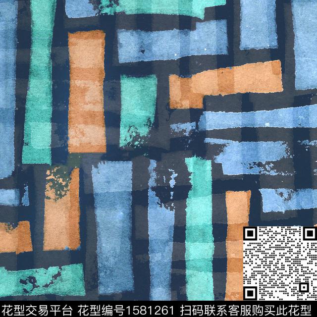 几何水彩条纹数码印花华亿平台下载（图片编号: 1581261） - 瓦栏（Walan）