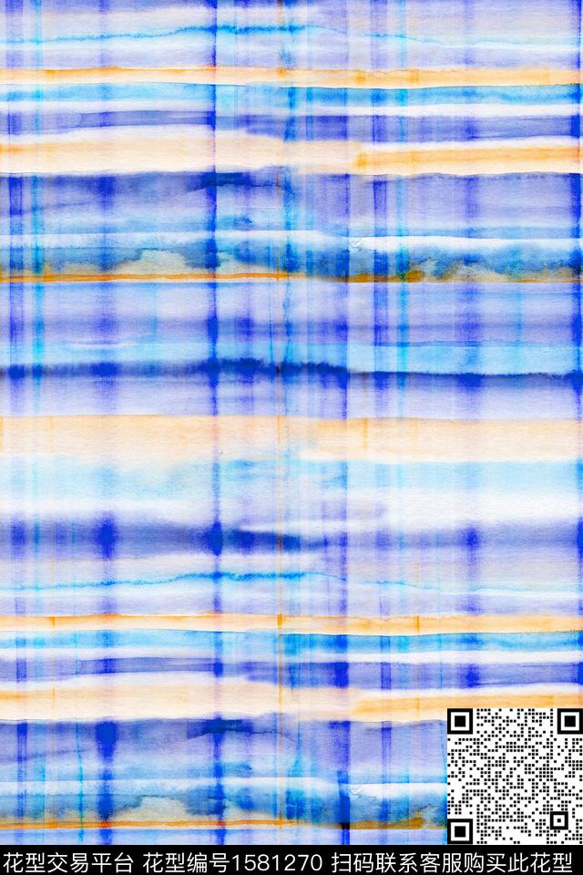 水彩格子数码印花华亿平台下载（图片编号: 1581270） - 瓦栏（Walan）