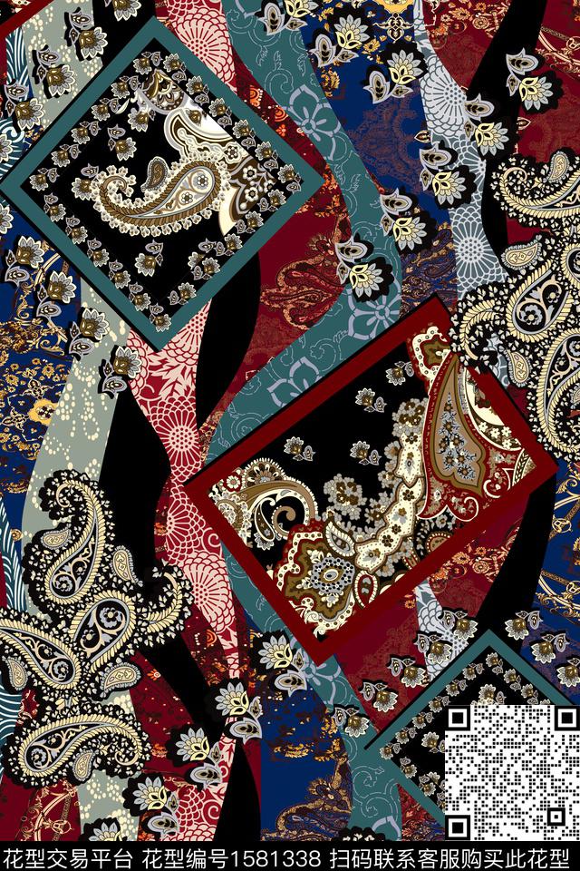 民族风中老年佩斯利数码印花华亿平台下载（图片编号: 1581338） - 瓦栏（Walan）