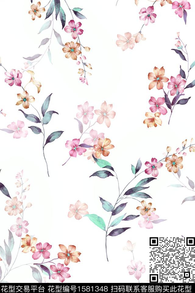 影花花卉年轻女装数码印花华亿平台下载（图片编号: 1581348） - 瓦栏（Walan）