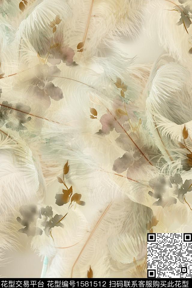 花卉连衣裙水彩数码印花华亿平台下载（图片编号: 1581512） - 瓦栏（Walan）