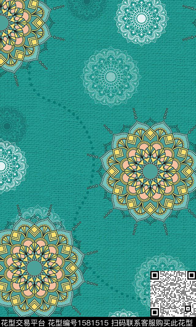 民族风民族纹样布纹数码印花华亿平台下载（图片编号: 1581515） - 瓦栏（Walan）