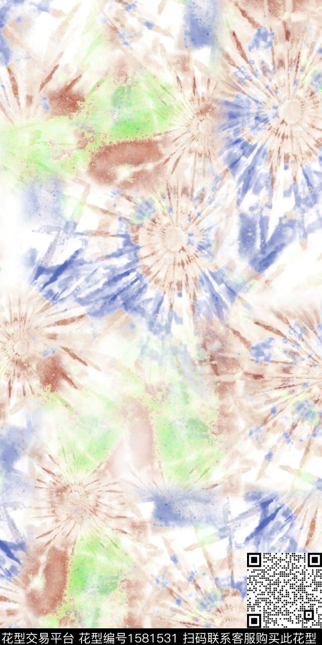扎染水彩抽象数码印花华亿平台下载（图片编号: 1581531） - 瓦栏（Walan）