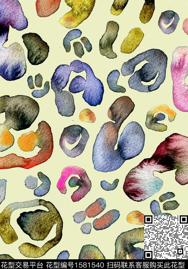 水彩豹纹动物纹数码印花华亿平台下载（图片编号: 1581540） - 瓦栏（Walan）