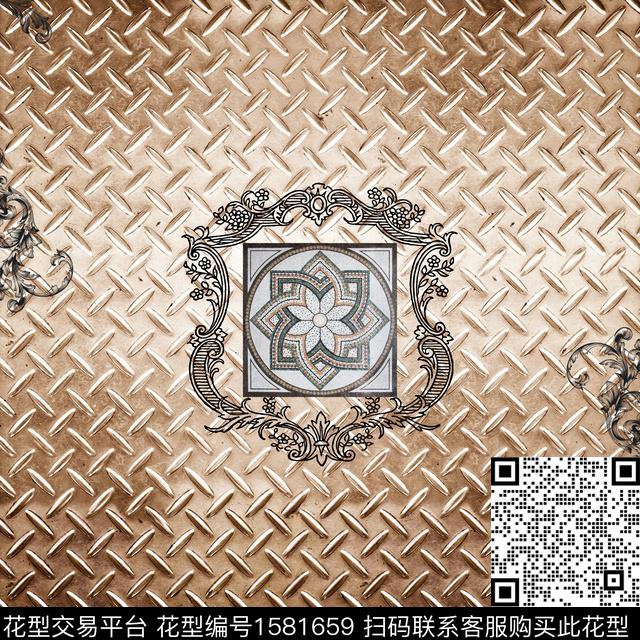 金属渐变欧式定位花数码印花华亿平台下载（图片编号: 1581659） - 瓦栏（Walan）