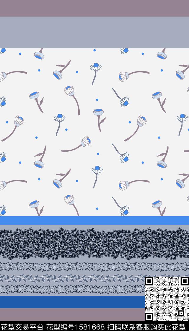 小清新定位花休闲数码印花华亿平台下载（图片编号: 1581668） - 瓦栏（Walan）