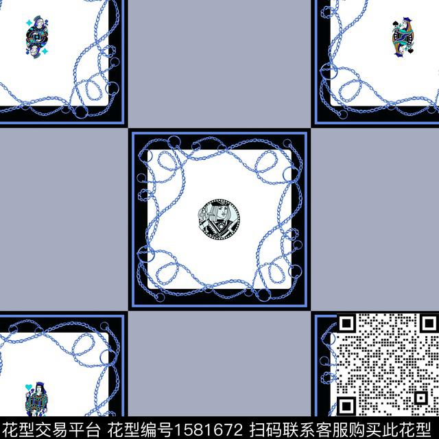 金属扑克欧式定位花数码印花华亿平台下载（图片编号: 1581672） - 瓦栏（Walan）